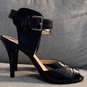 Nine West Black Peep-Toe Heels